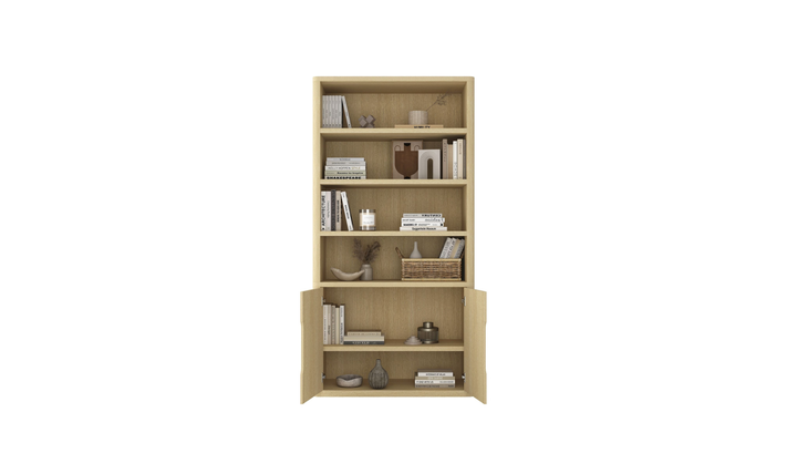Manhattan Comfort Rivington Bookcase with Lower Storage Cabinet-Jenifer Furniture