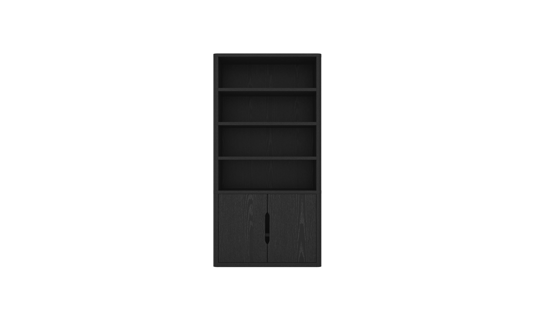 Manhattan Comfort Rivington Bookcase with Lower Storage Cabinet-Jenifer Furniture