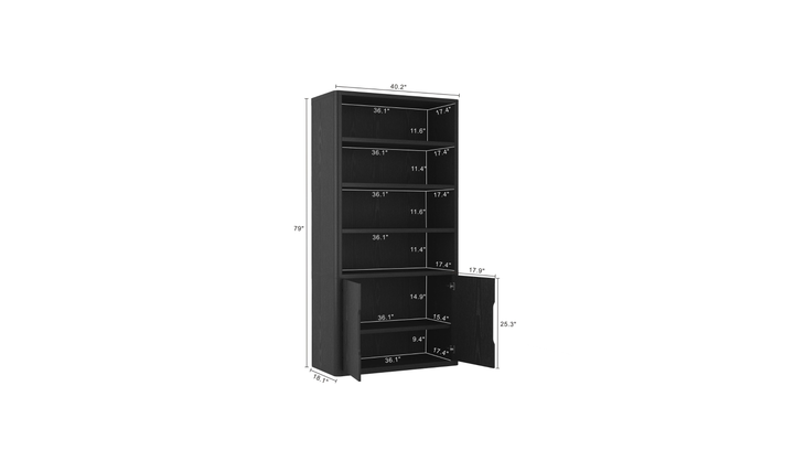 Manhattan Comfort Rivington Bookcase with Lower Storage Cabinet-Jenifer Furniture