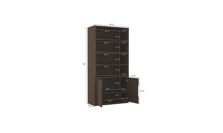 Manhattan Comfort Rivington Bookcase with Lower Storage Cabinet-Jenifer Furniture