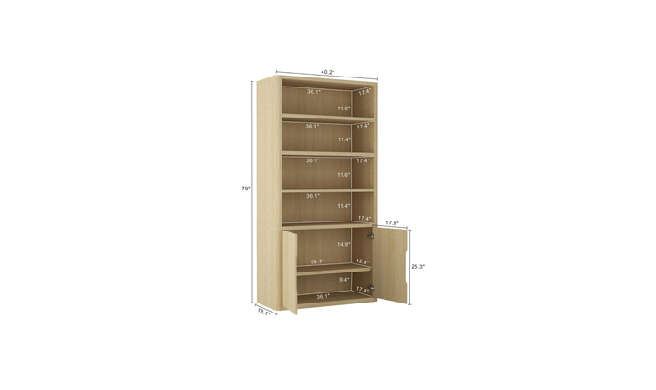 Manhattan Comfort Rivington Bookcase with Lower Storage Cabinet-Jenifer Furniture