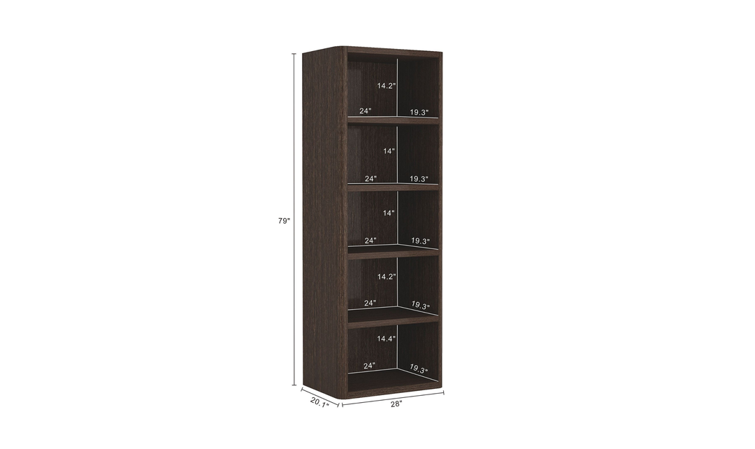 Manhattan Comfort Rivington Open Bookcase Shelf-Jennifer Furniture