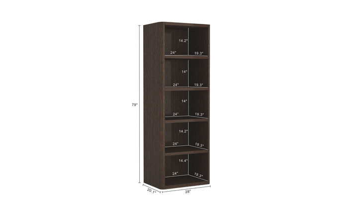 Manhattan Comfort Rivington Open Bookcase Shelf-Jennifer Furniture