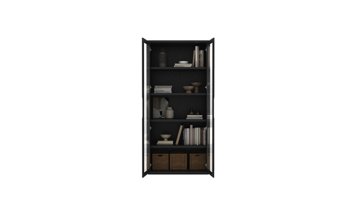 Manhattan Comfort Rivington Tall Glass Door Display Cabinet-Jennifer Furniture