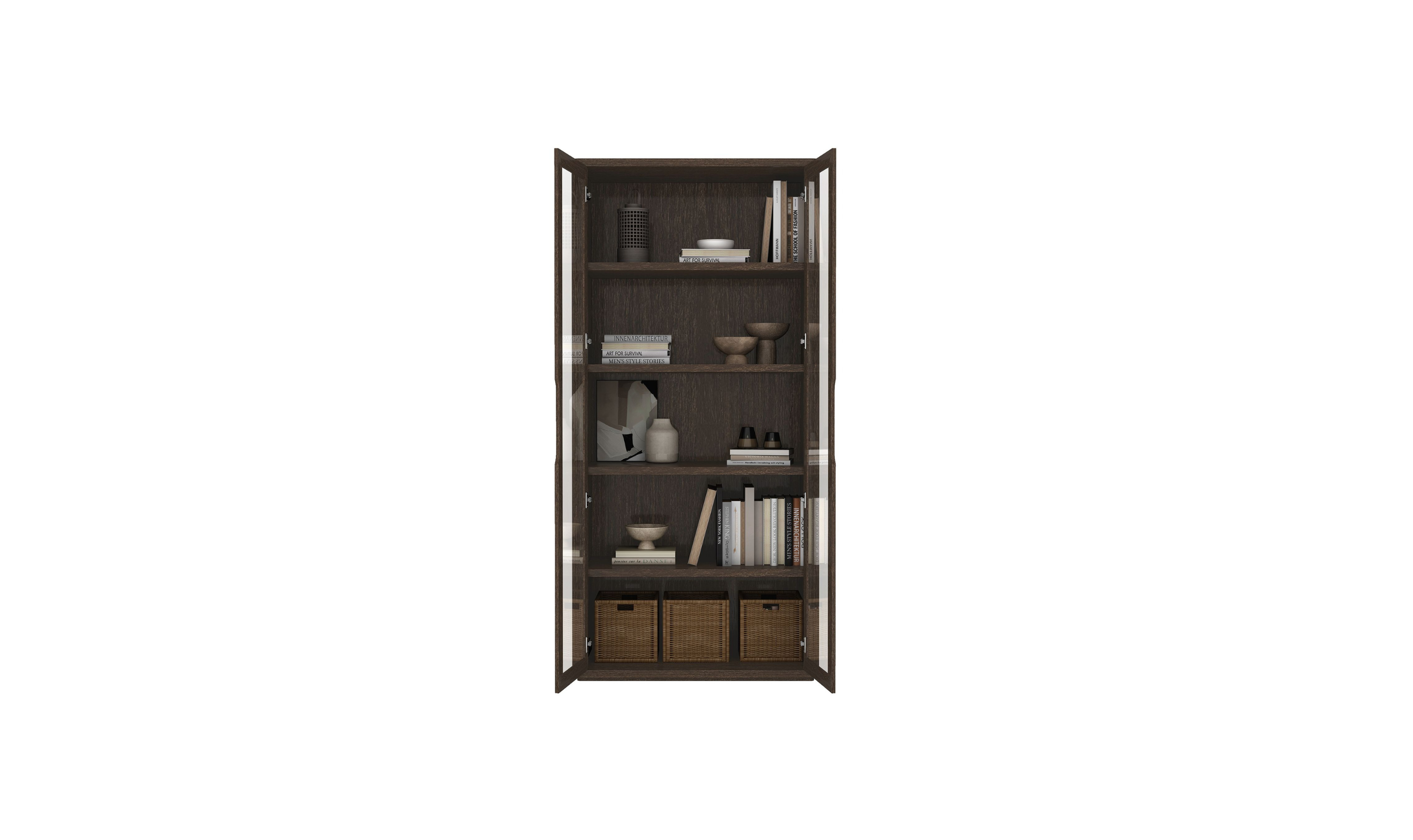 Manhattan Comfort Rivington Tall Glass Door Display Cabinet-Jennifer Furniture