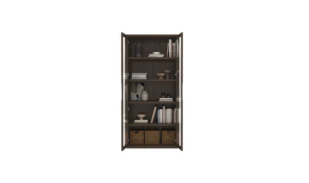 Manhattan Comfort Rivington Tall Glass Door Display Cabinet-Jennifer Furniture