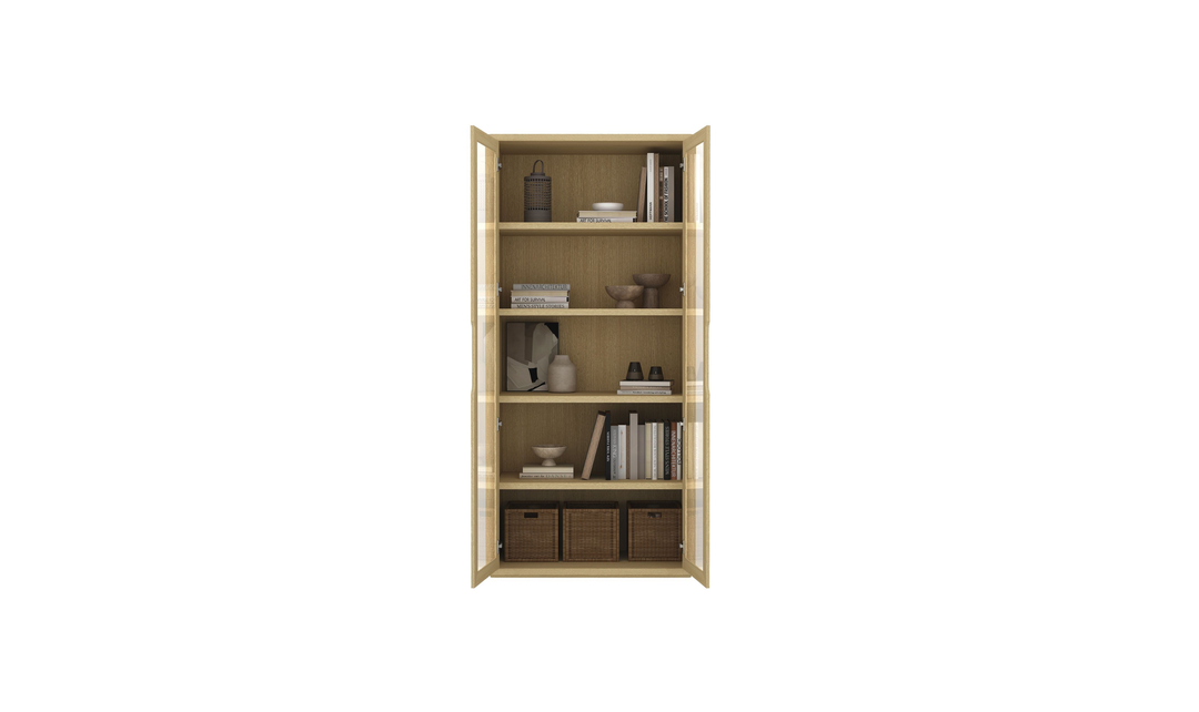Manhattan Comfort Rivington Tall Glass Door Display Cabinet-Jennifer Furniture