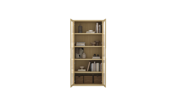 Manhattan Comfort Rivington Tall Glass Door Display Cabinet-Jennifer Furniture