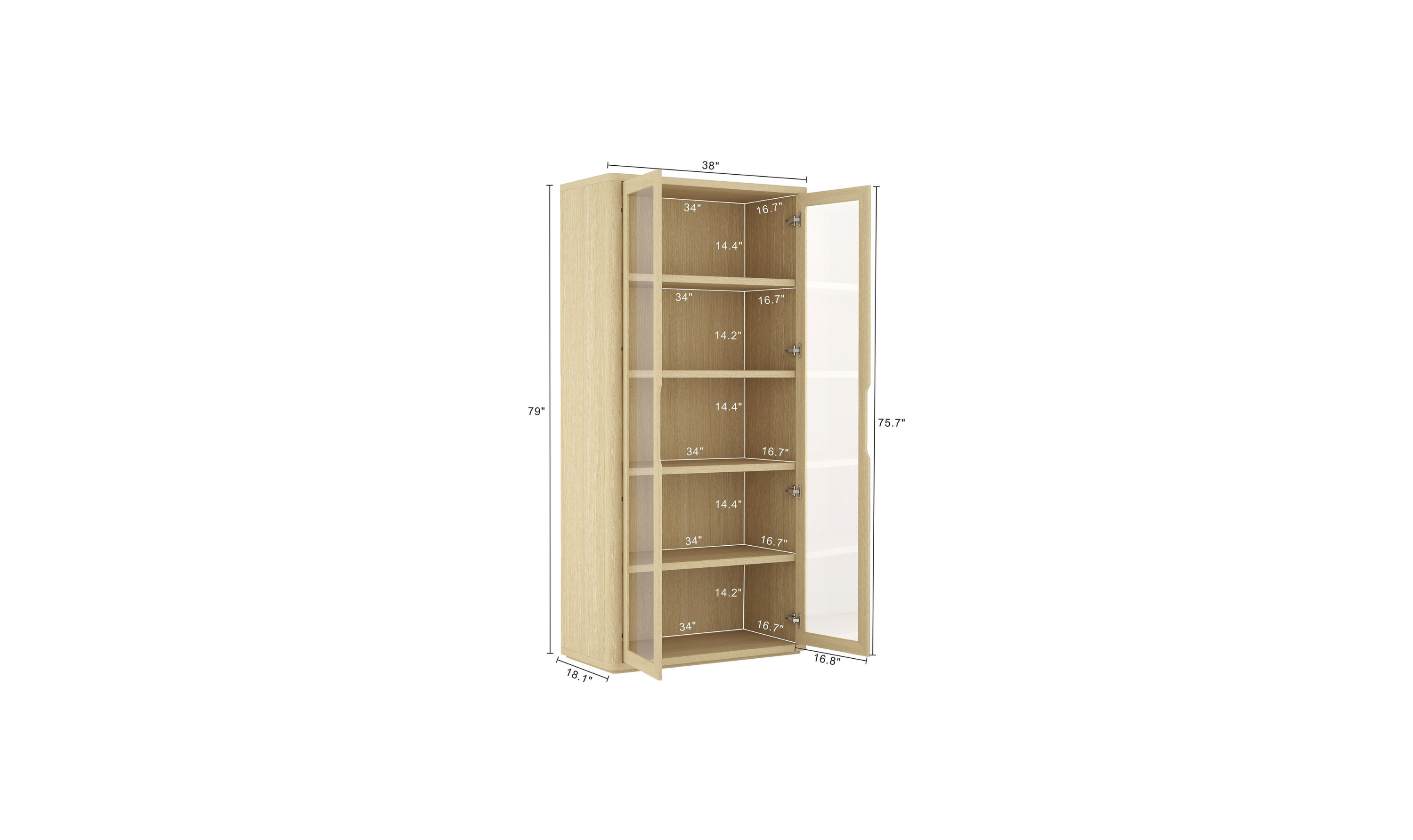 Manhattan Comfort Rivington Tall Glass Door Display Cabinet-Jennifer Furniture