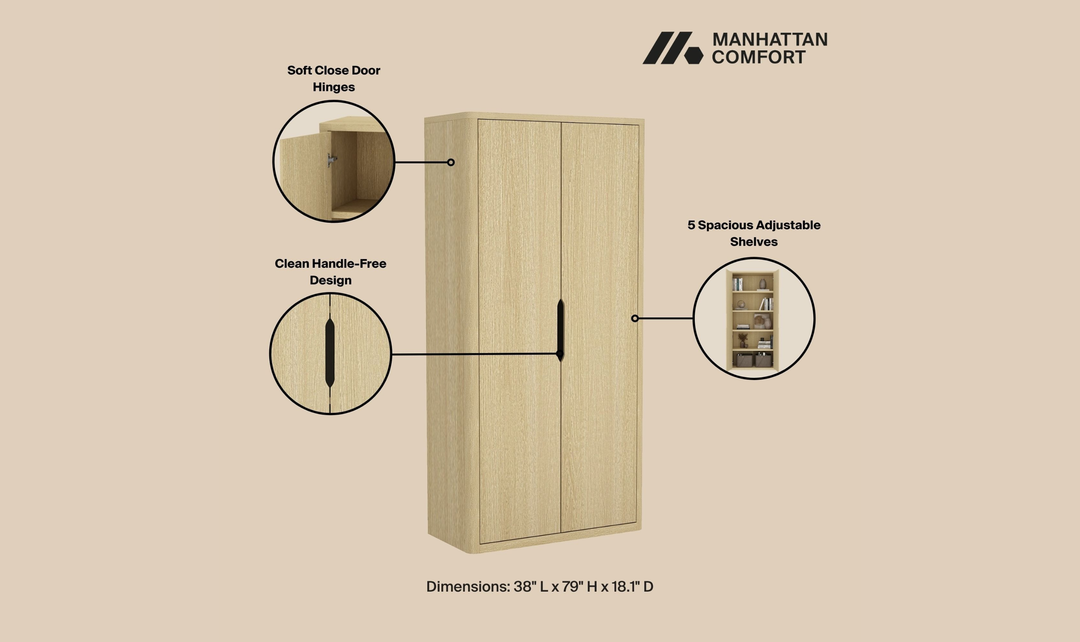 Manhattan Comfort Rivington Tall Two-Door Storage Cabinet-Jennifer Furniture