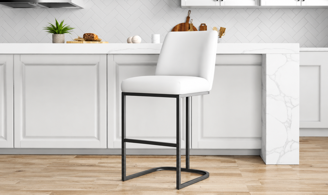 Manhattan Comfort Serena Metal Upholstered Barstool-Jennifer Furniture