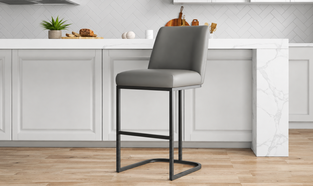 Manhattan Comfort Serena Metal Upholstered Barstool-Jennifer Furniture
