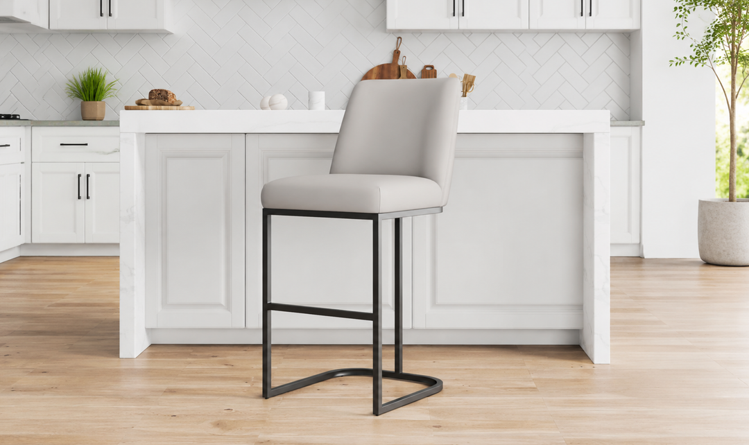 Manhattan Comfort Serena Metal Upholstered Barstool-Jennifer Furniture