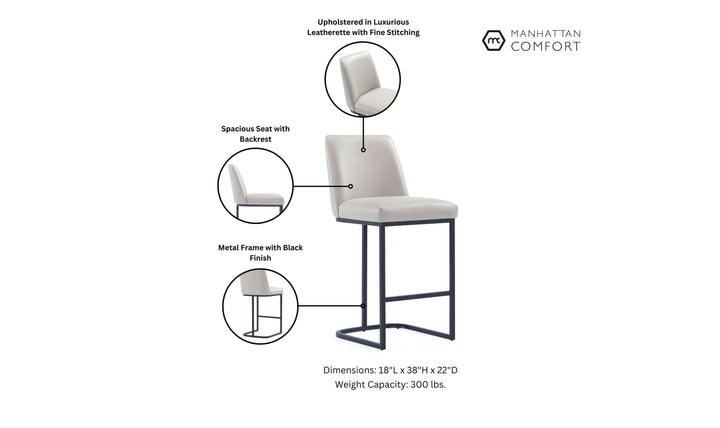 Manhattan Comfort Serena Metal Upholstered Counter Stool-Jennifer Furniture