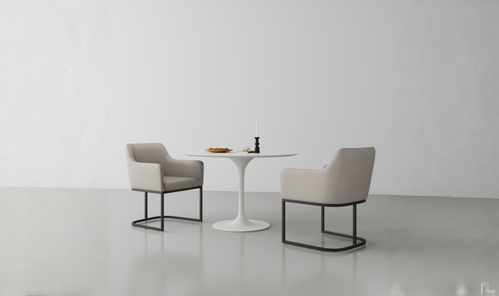 Manhattan Comfort Serena Metal Vegan Leather Armchair-Jennifer Furniture