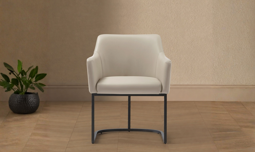 Manhattan Comfort Serena Metal Vegan Leather Armchair-Jennifer Furniture