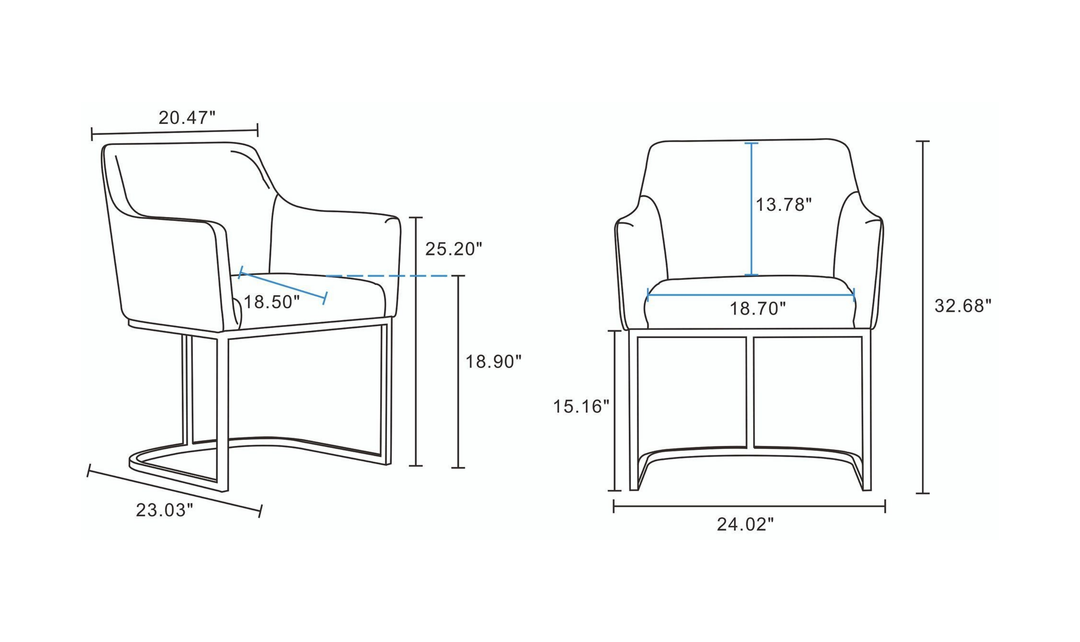 Manhattan Comfort Serena Metal Vegan Leather Armchair-Jennifer Furniture