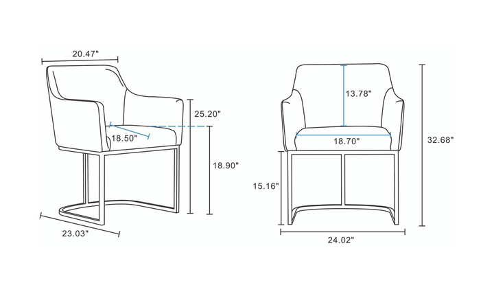 Manhattan Comfort Serena Metal Vegan Leather Armchair-Jennifer Furniture