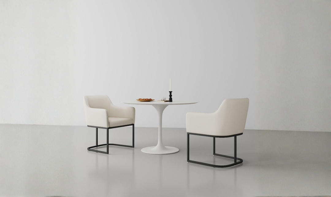 Manhattan Comfort Serena Metal Vegan Leather Armchair-Jennifer Furniture