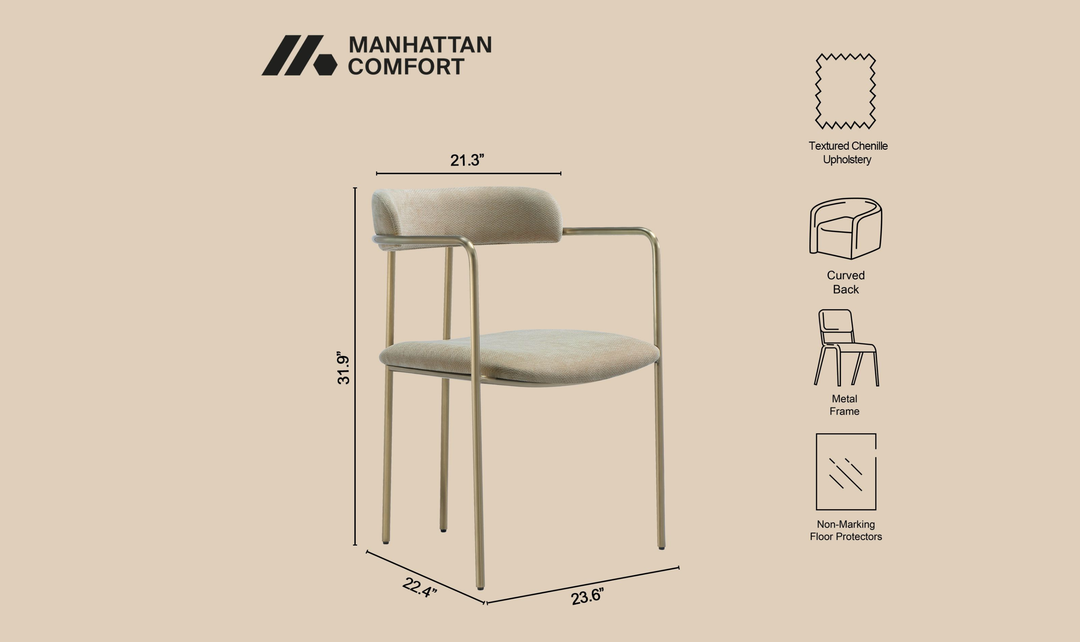 Manhattan Comfort Serene Metal Upholstered Dining Chair-jennifer