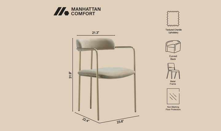 Manhattan Comfort Serene Metal Upholstered Dining Chair-jennifer