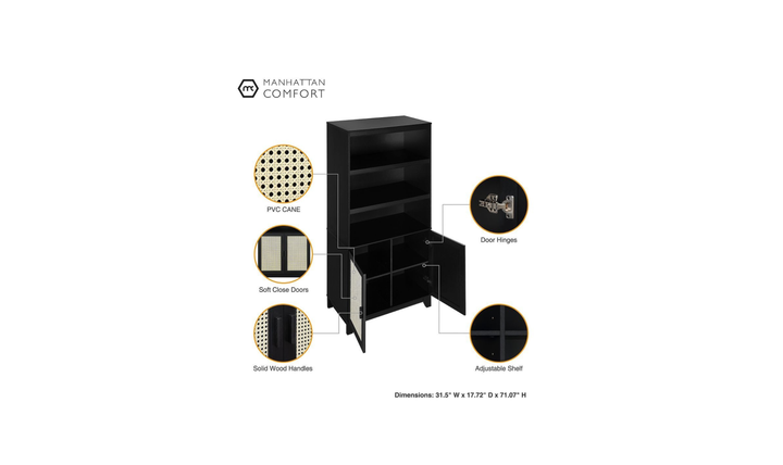 Manhattan Comfort Sheridan Bookcase Cabinet-Jennifer Furniture