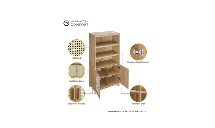 Manhattan Comfort Sheridan Bookcase Cabinet-Jennifer Furniture