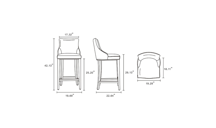 Manhattan Comfort Shubert Wood Upholstered Barstool-Jennifer Furniture