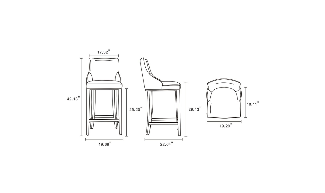 Manhattan Comfort Shubert Wood Upholstered Barstool-Jennifer Furniture