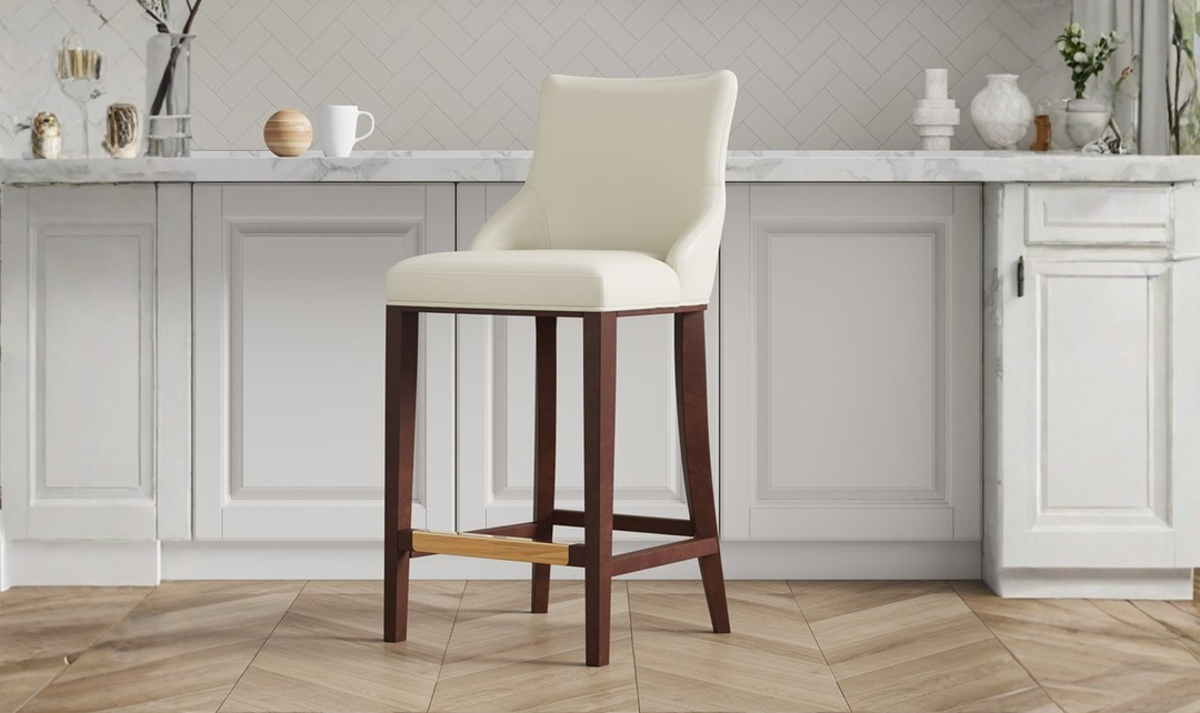 Manhattan Comfort Shubert Wood Upholstered Barstool-Jennifer Furniture