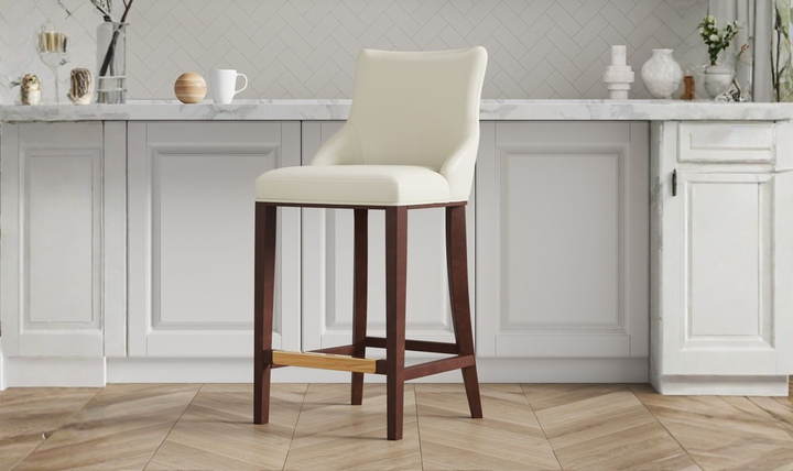 Manhattan Comfort Shubert Wood Upholstered Barstool-Jennifer Furniture