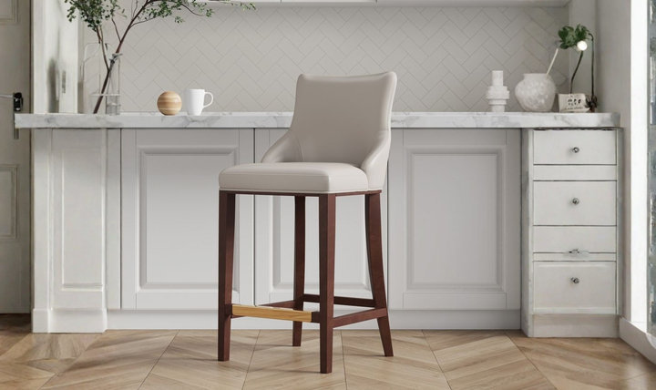 Manhattan Comfort Shubert Wood Upholstered Barstool-Jennifer Furniture