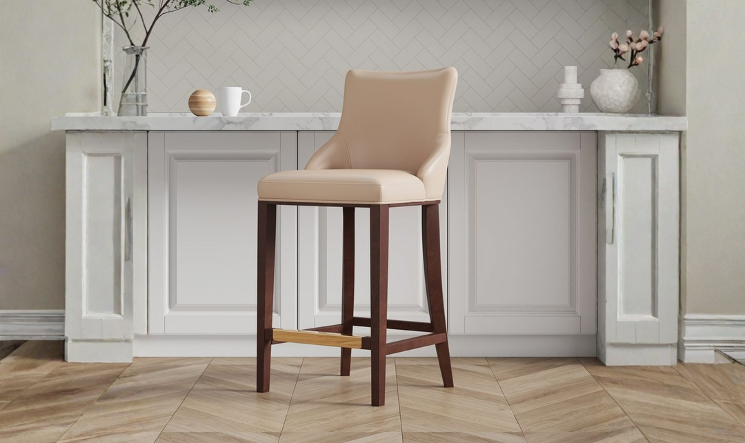 Manhattan Comfort Shubert Wood Upholstered Barstool-Jennifer Furniture