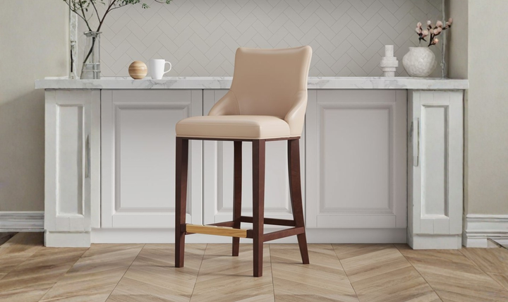 Manhattan Comfort Shubert Wood Upholstered Barstool-Jennifer Furniture