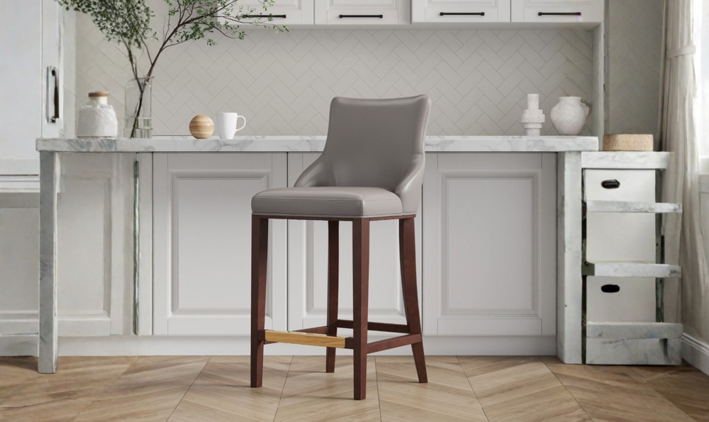 Manhattan Comfort Shubert Wood Upholstered Barstool-Jennifer Furniture