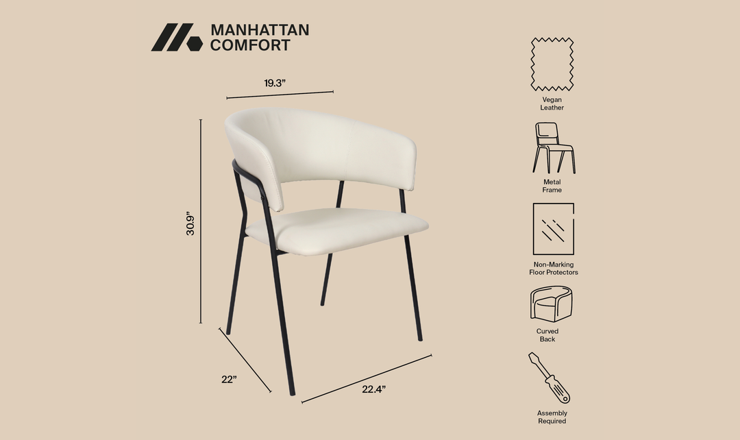 Manhattan Comfort Slate Metal Vegan Leather Armchair-Jennifer Furniture