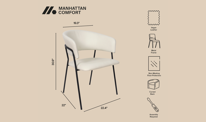 Manhattan Comfort Slate Metal Vegan Leather Armchair-Jennifer Furniture