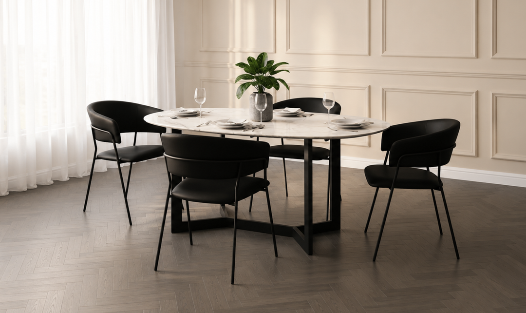 Manhattan Comfort Slate Metal Vegan Leather Armchair-Jennifer Furniture