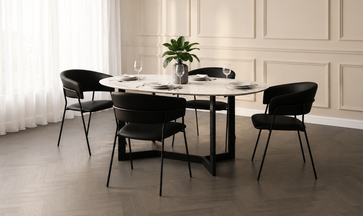 Manhattan Comfort Slate Metal Vegan Leather Armchair-Jennifer Furniture