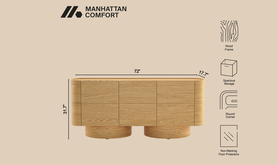 Manhattan Comfort Solis Wooden Sideboard With Three Door-jennifer
