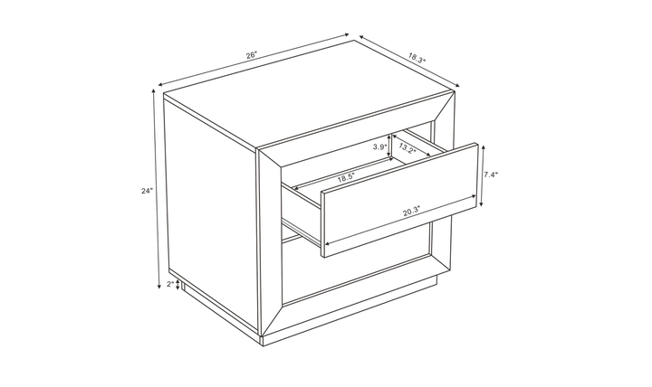 Manhattan Comfort Soren Nightstand With Two Drawers-Jennifer Furniture