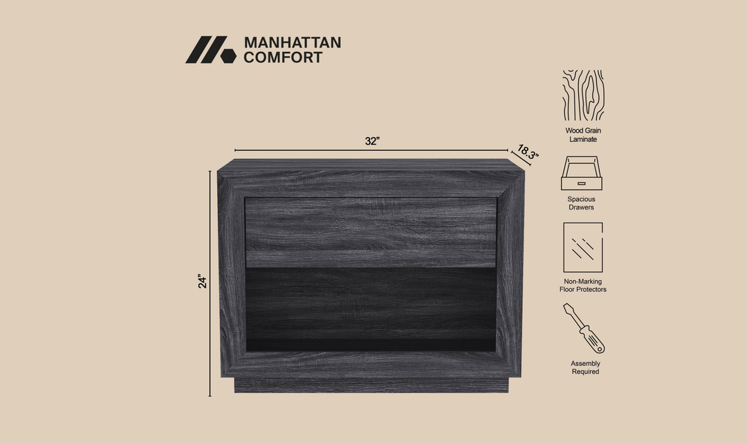 Manhattan Comfort Soren Wooden Nightstand