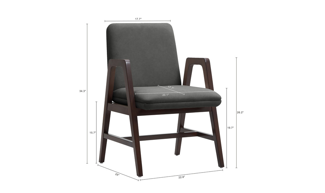 Manhattan Comfort Stella Velvet Wood Armchair-Jennifer Furniture