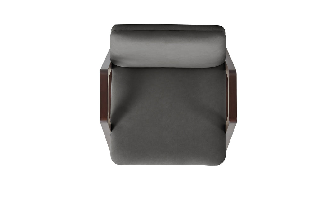Manhattan Comfort Stella Velvet Wood Armchair-Jennifer Furniture