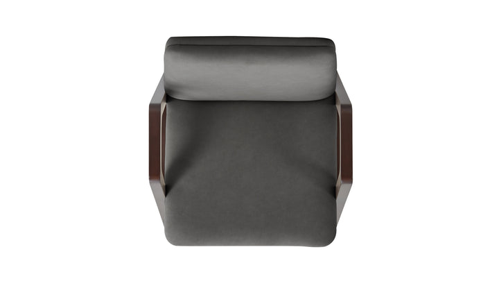 Manhattan Comfort Stella Velvet Wood Armchair-Jennifer Furniture