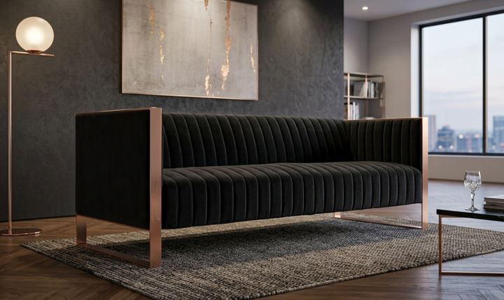 Manhattan Comfort Trillium 3-Seater Velvet Sofa - Jennifer Furniture