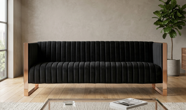 Manhattan Comfort Trillium 3-Seater Velvet Sofa - Jennifer Furniture
