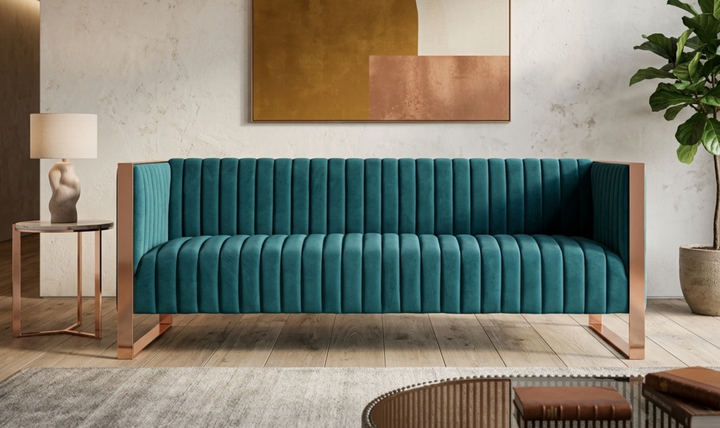 Manhattan Comfort Trillium 3-Seater Velvet Sofa - Jennifer Furniture