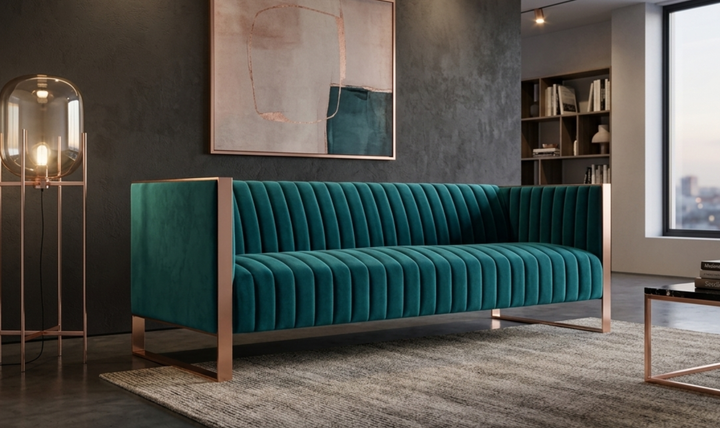 Manhattan Comfort Trillium 3-Seater Velvet Sofa - Jennifer Furniture
