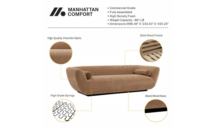 Manhattan Comfort Ulka Chenille Upholstered Sofa-JenniferFurniture
